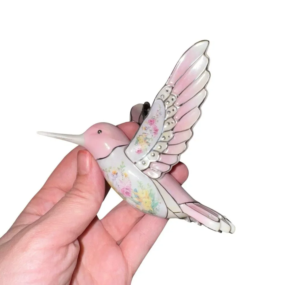Lena Liu's Crystal Rose Hummingbird Precious Jewels‎ Ornament Bradford Editions